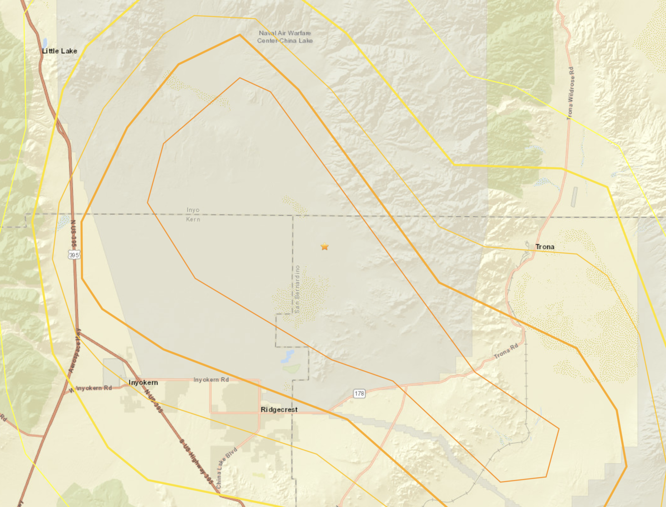 Map of the 2019 Ridgecrest earthquake epicenter. 
