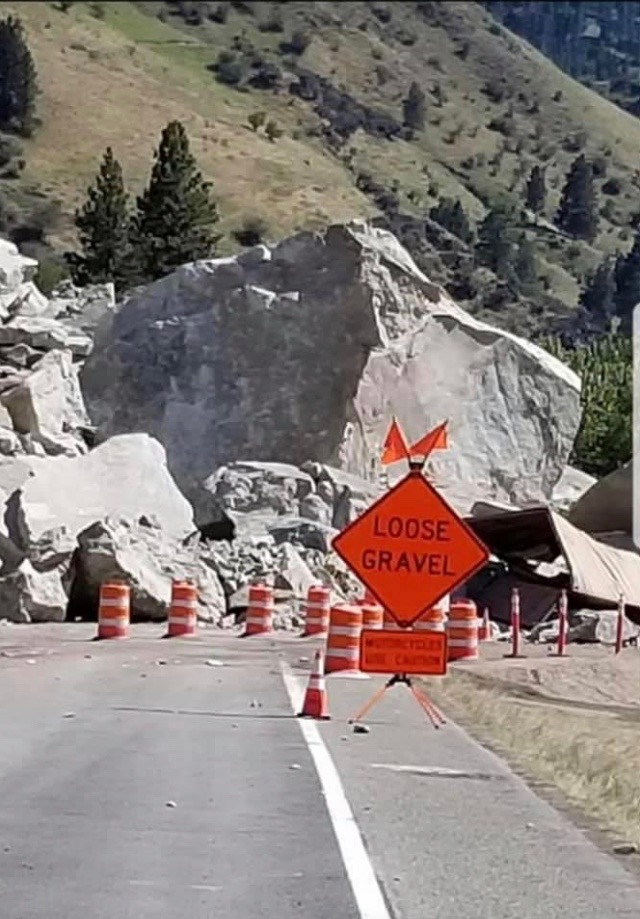 Rockslide on road