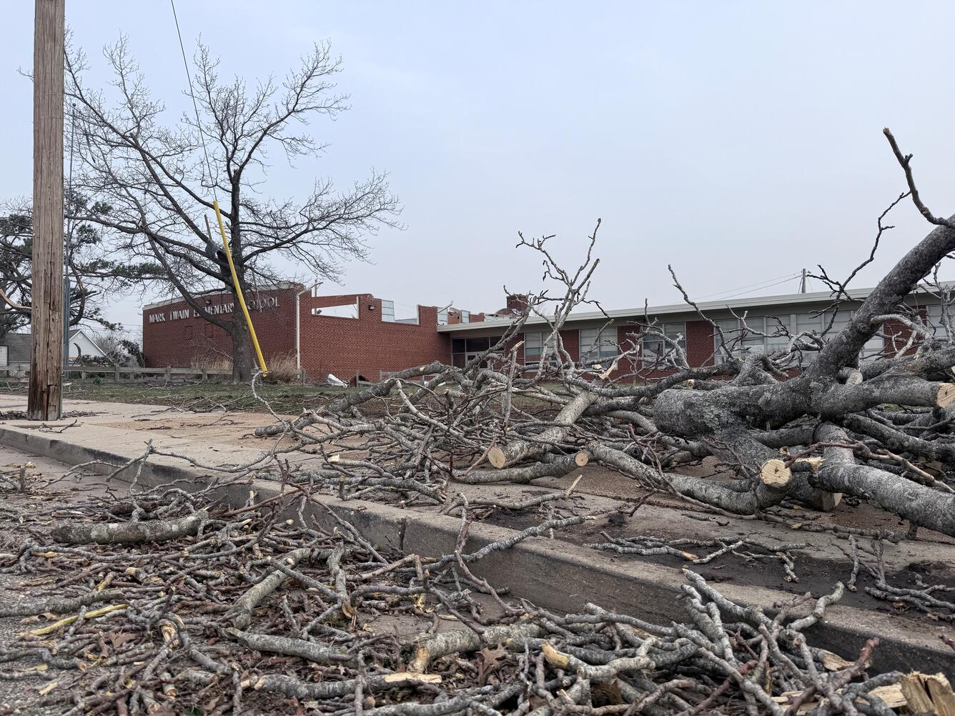 Tornado damage at an Elementary School