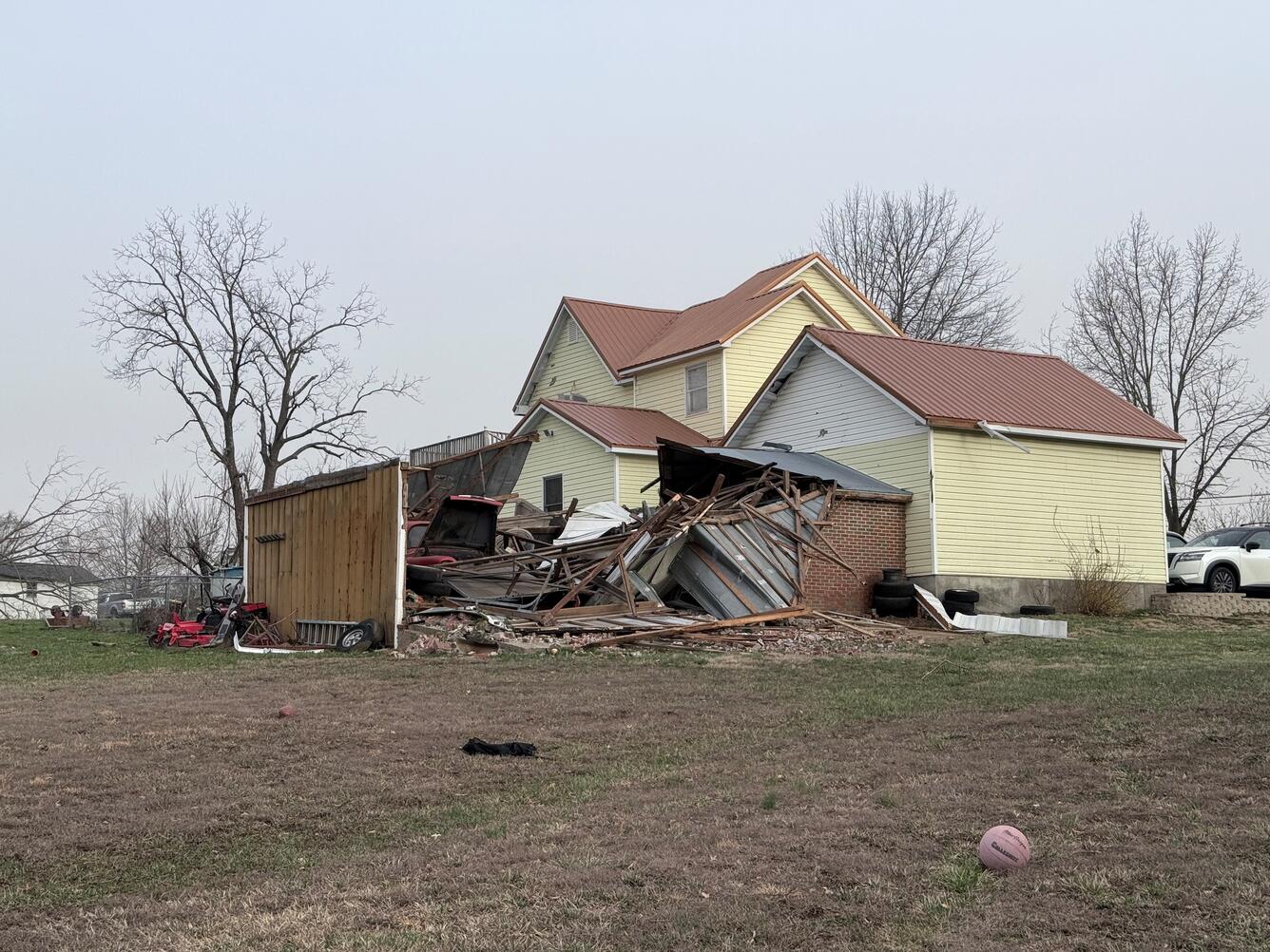Collapsed residential garage