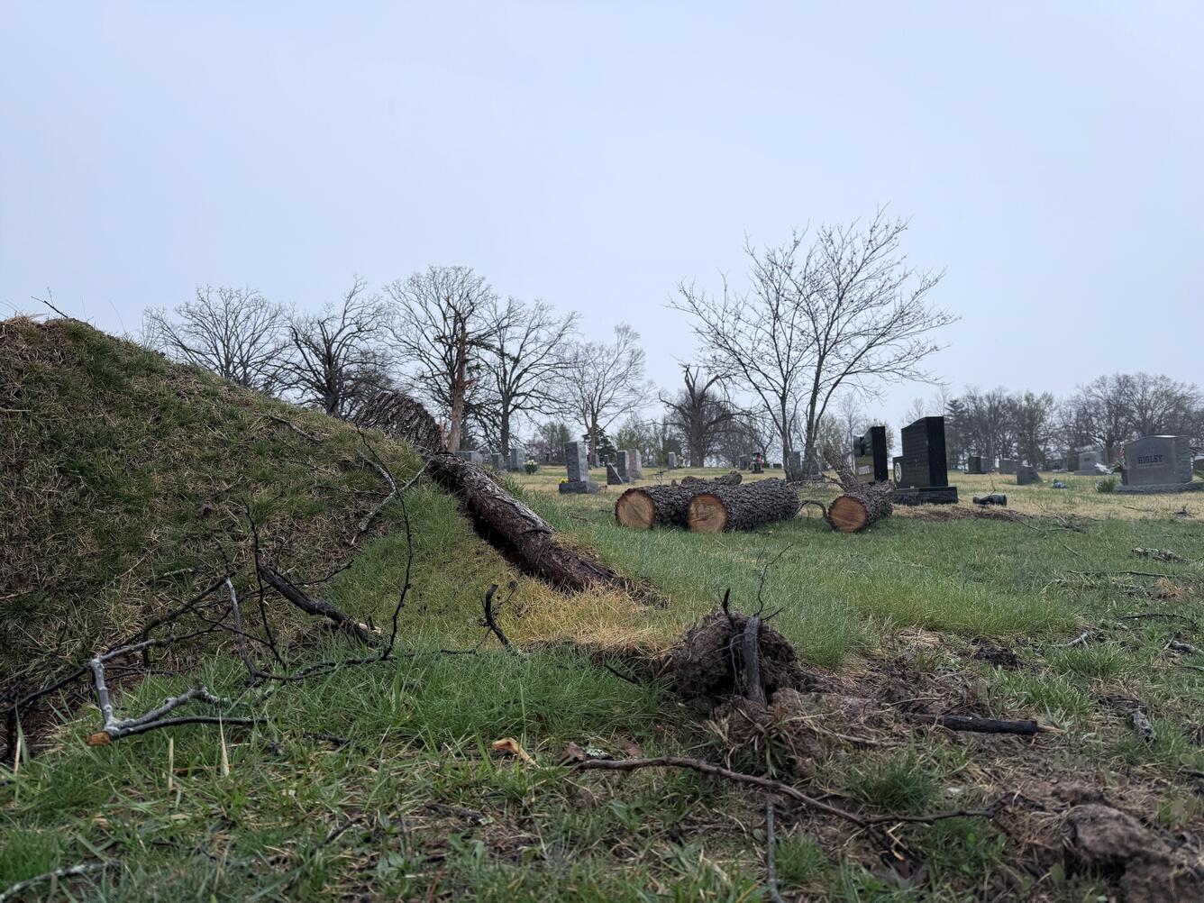 Cemetery damage from tornado