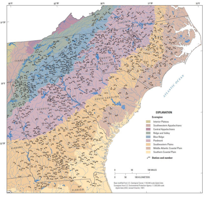 Rural Flood Frequency Station Map