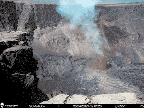 Animated gif showing changes to an eruption site over 7 months