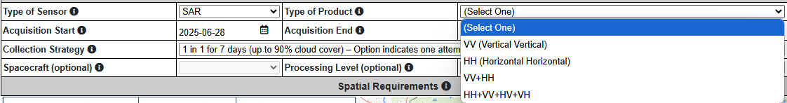 CIDR SAR Imagery Options