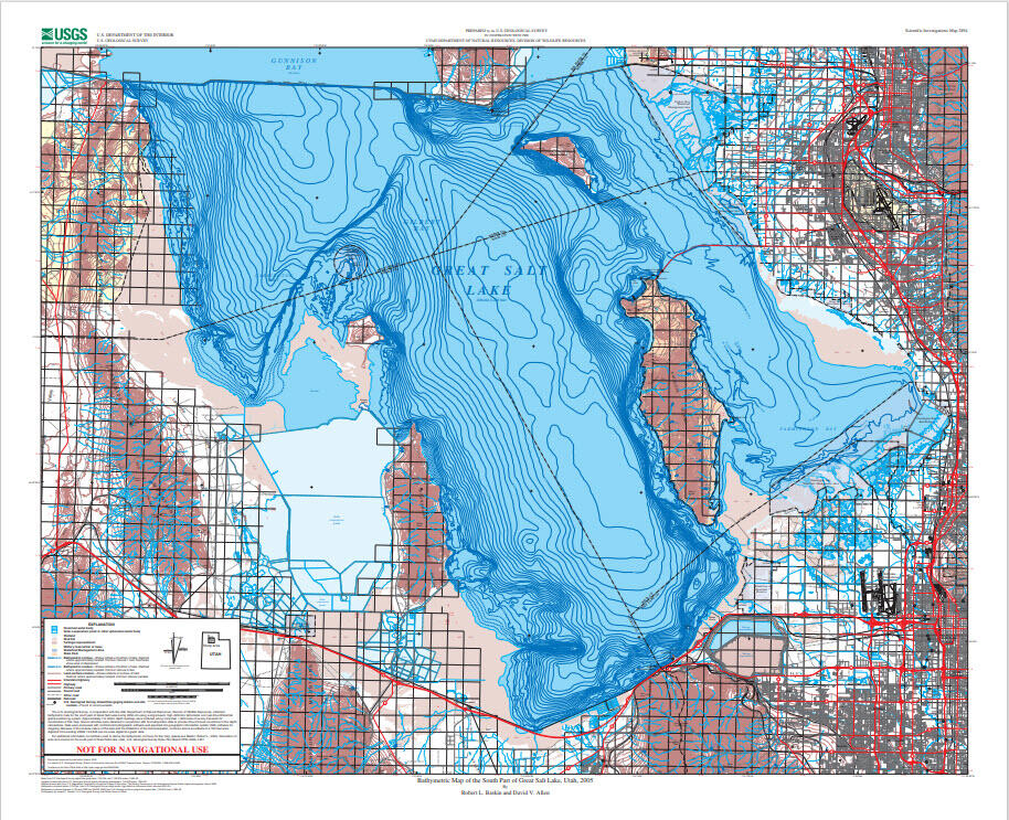 This is a screenshot of the bathymetry plate for the south arm of the lake.