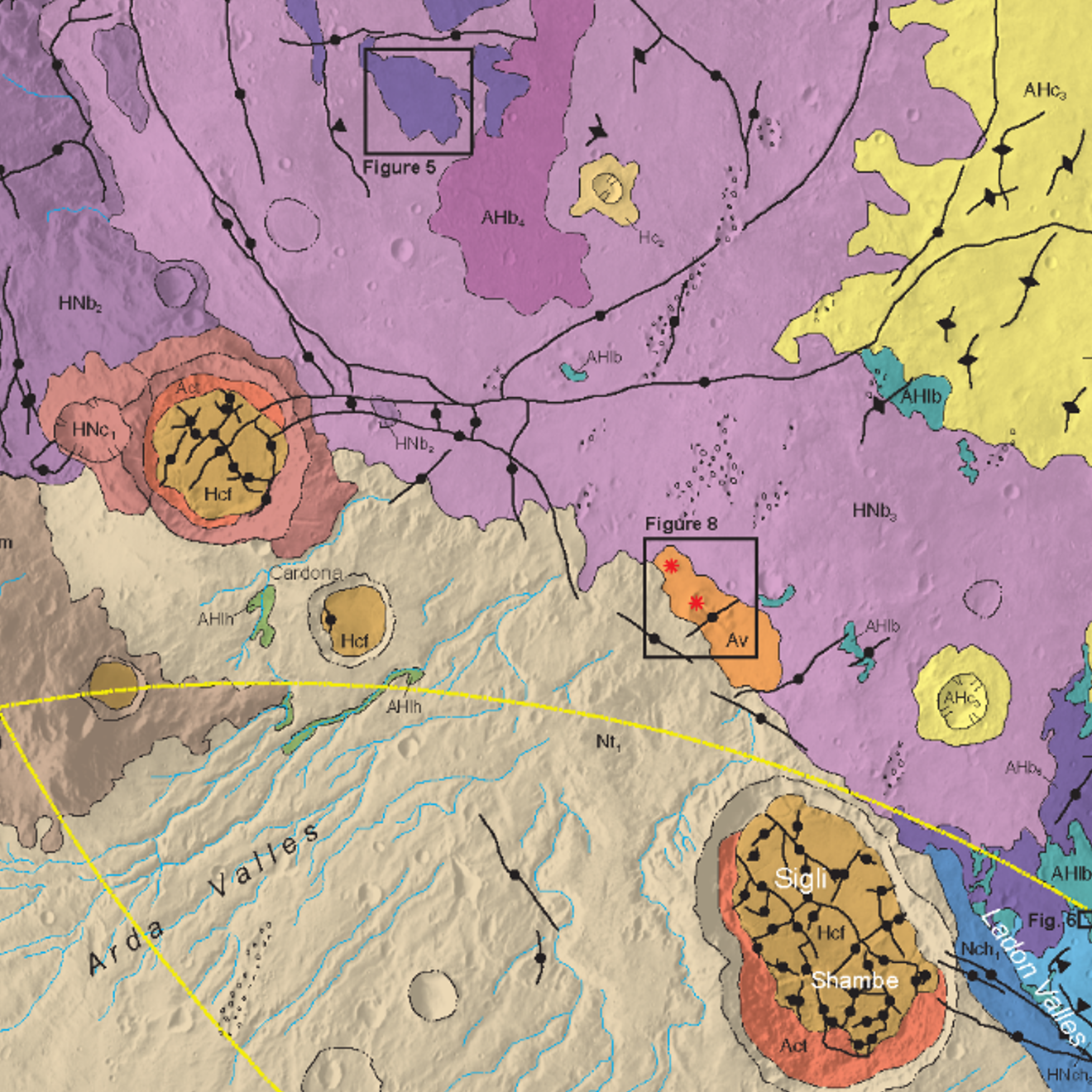 Inset of USGS SIM 3525: Geologic Map of MTM −15032 and −20032 Quadrangles, Western Ladon Basin, Mars