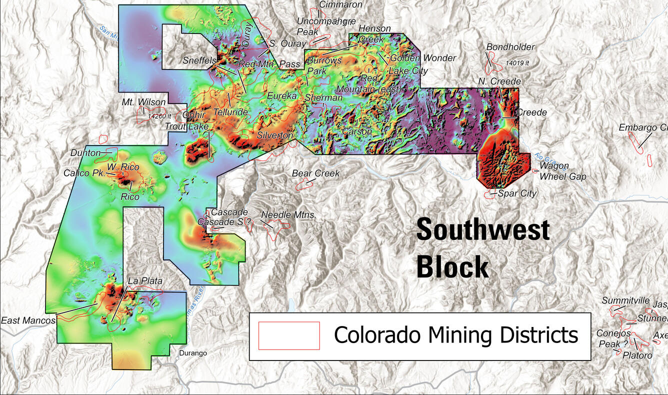 Colorado geophysical data map