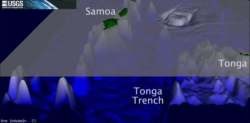 This moving illustration shows what the waves looked like, in relation to the seafloor, when an earthquake caused a tsunami.