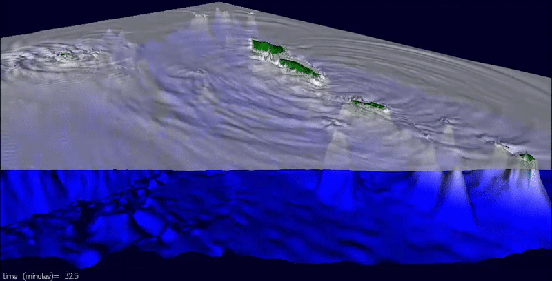 This moving illustration shows what the waves looked like, in relation to the seafloor, when an earthquake caused a tsunami.