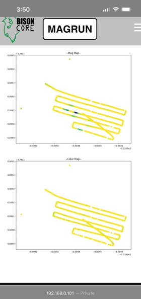 BisonCore displays live map of magnetic data from Saucer Shark for decision making and live environment interpretation