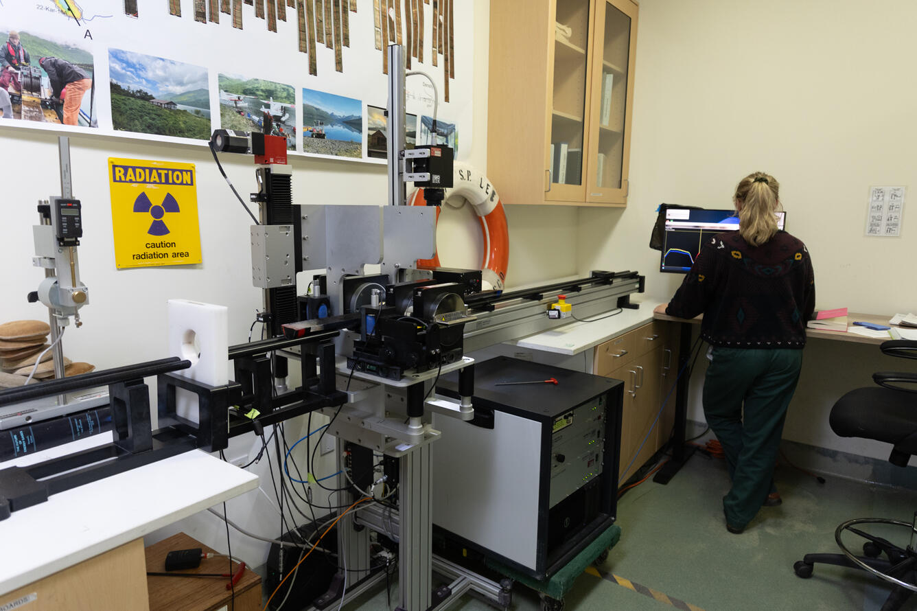 Scientist operating the multi-sensor core logger