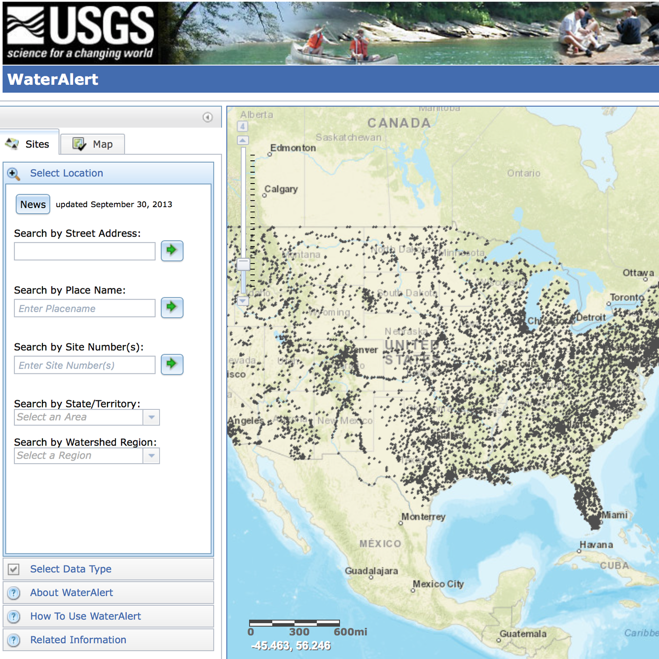 Water Alert map screenshot
