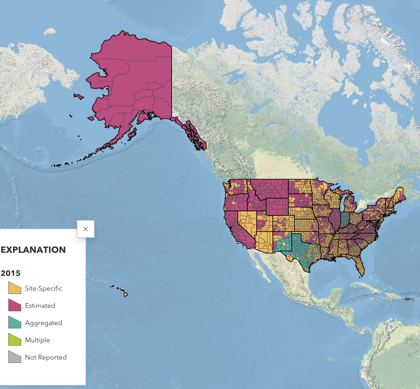 Sample map from a geonarrative exploring water-use data gaps