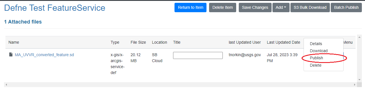 screenshot showing how to publish a ScienceBase cloud file to the public S3 bucket