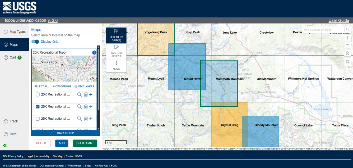 Screenshot of topoBuilder application