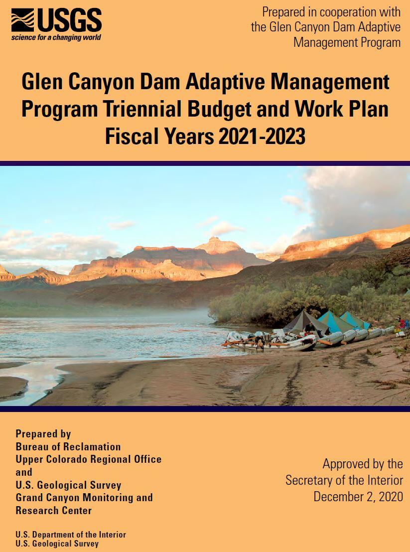 Cover of the SBSC's Grand Canyon Monitoring and Research Center FY 2021-2023 Triennial Work Plan