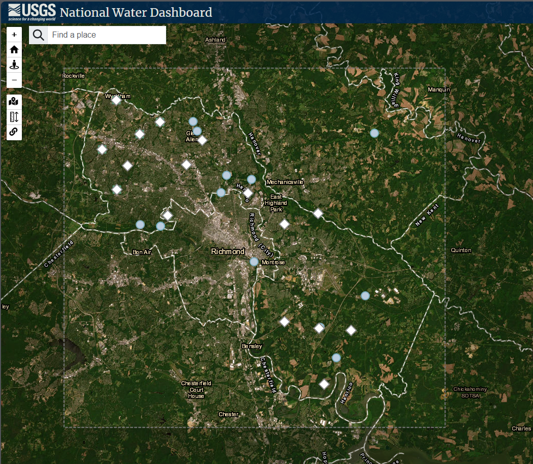 Screenshot of the National Water Dashboard