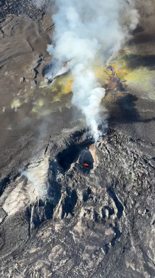 View of volcanic vent that is degassing