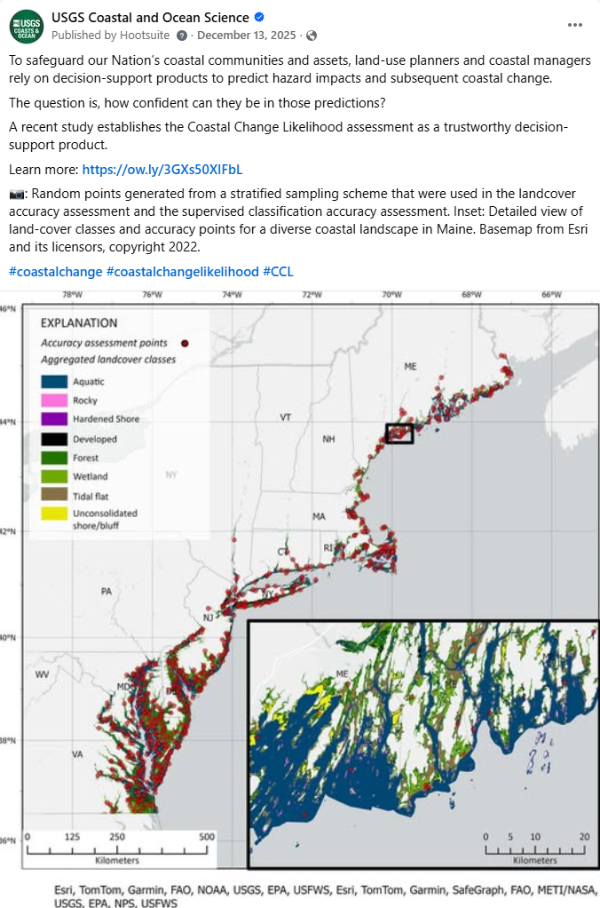 Facebook social media post with text and map