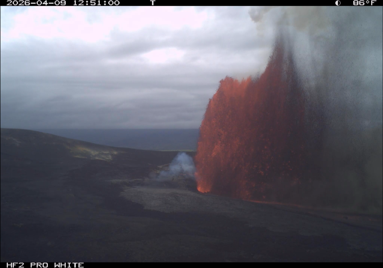 Color photograph of lava fountain