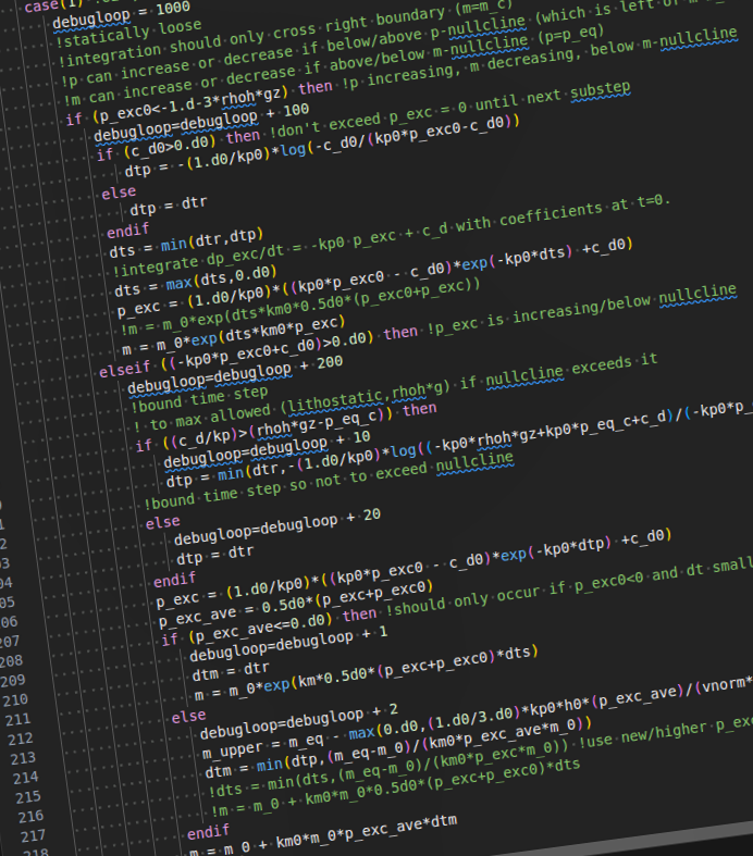 Screenshot of an algorithm that David George is working on to model debris flows.