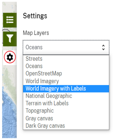 Snapshot of the gear filter function in region 12 science products and explorer mapper