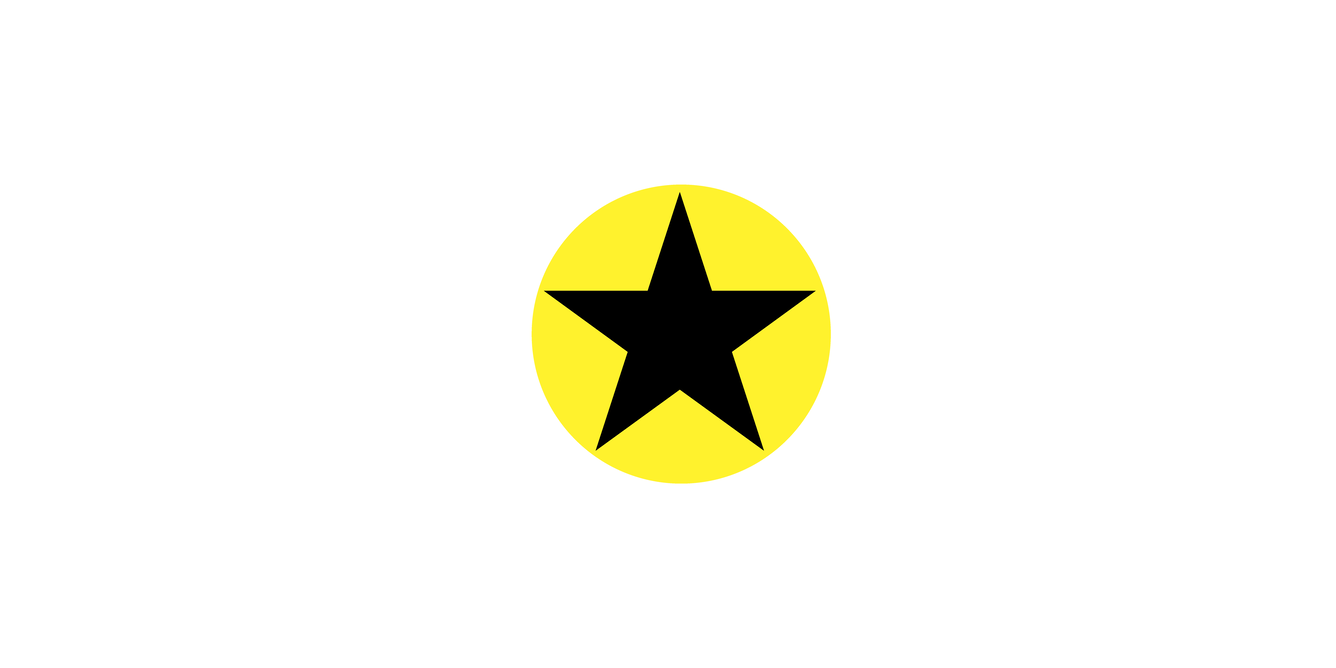 Black star on top of a yellow circle, at different offsets.