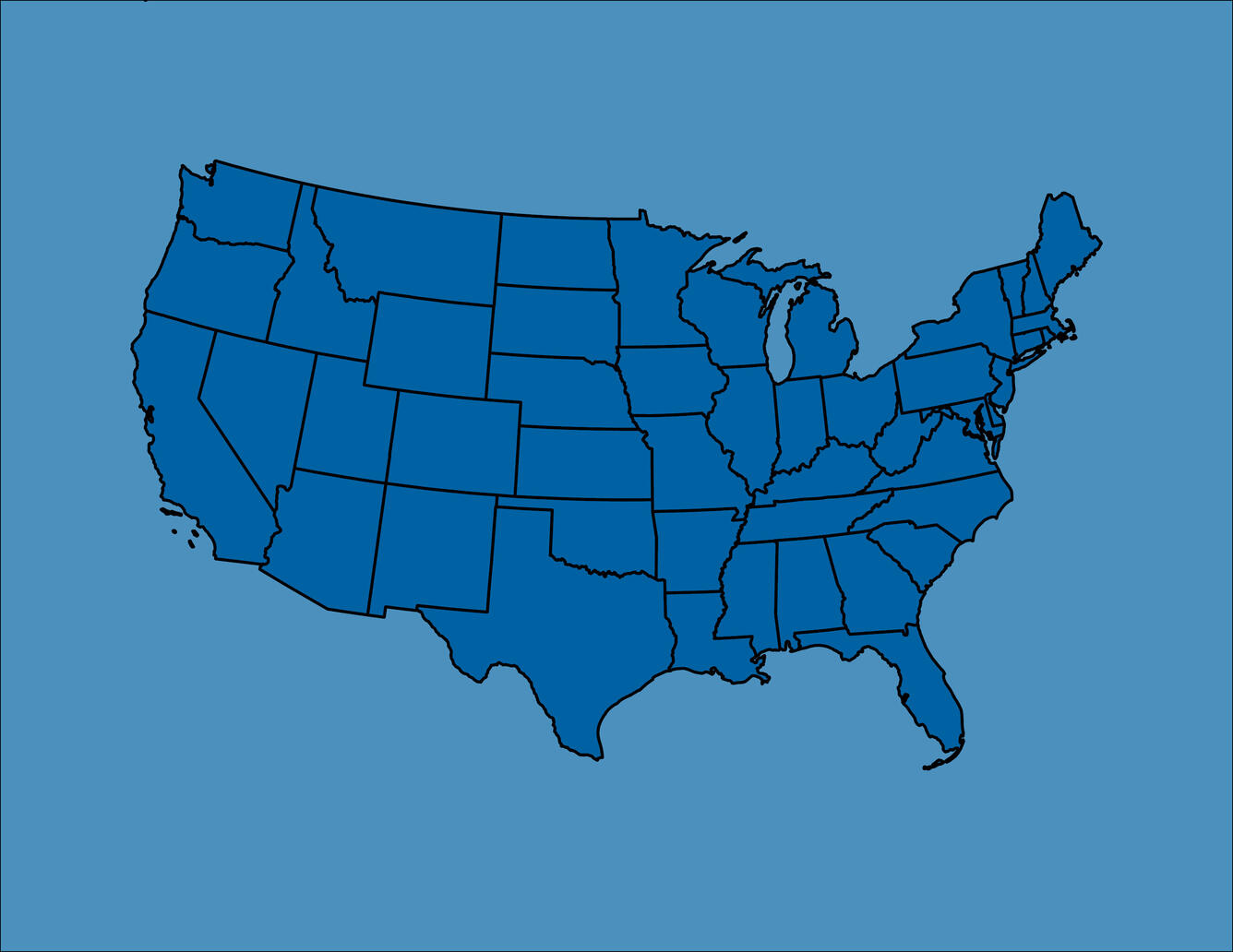 blue map of the conterminous United States