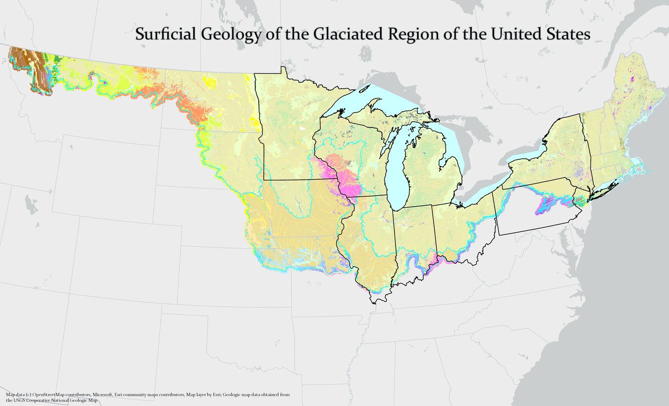 Surficial Geology of the Glaciated Region of the US