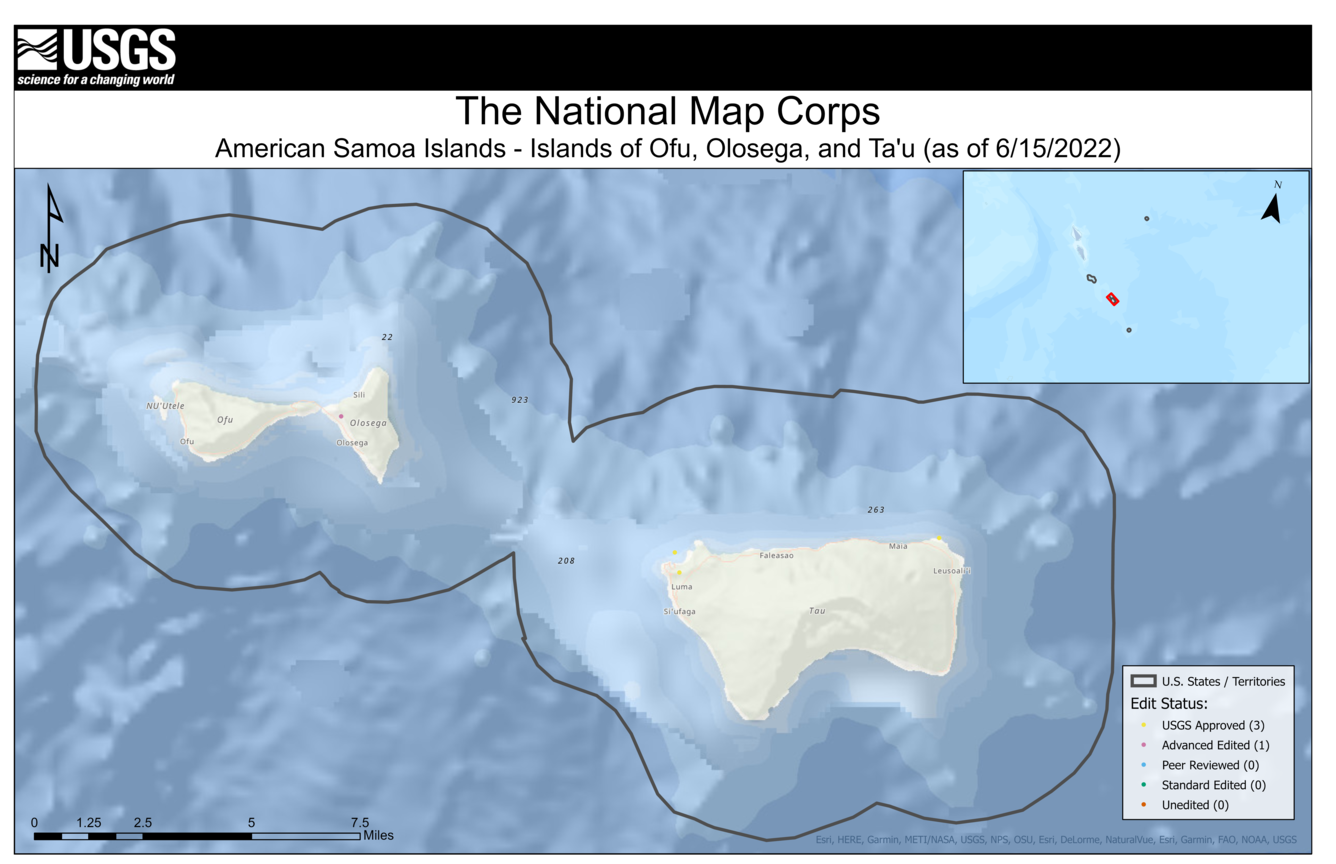 TNMCorps Mapping Challenge: US Pacific Territories – American Samoa (Islands of Ofu, Olosega, & Tau) as of 06/15/2022