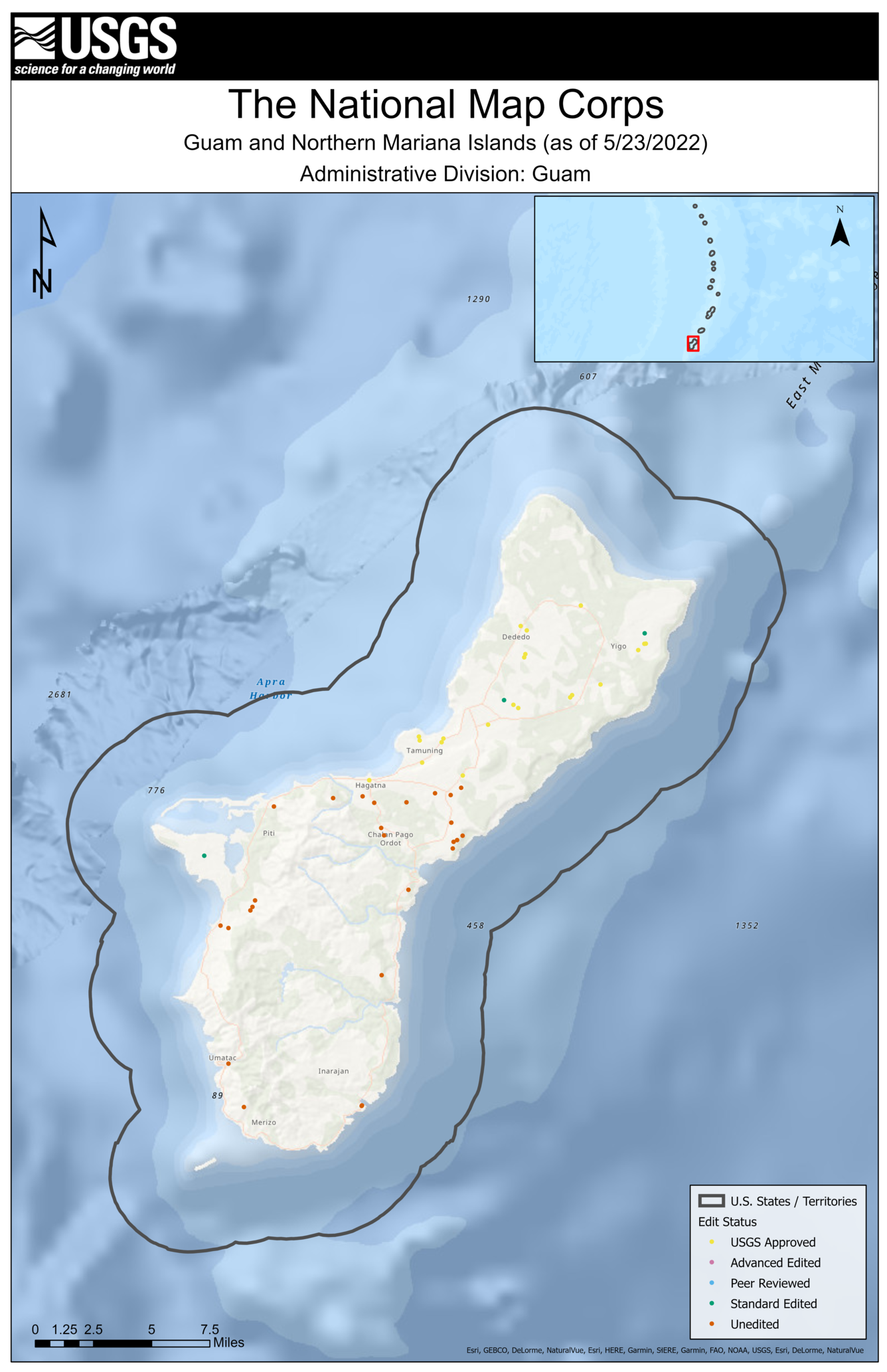 TNMCorps Mapping Challenge: US Pacific Territories – Guam & Northern Mariana Islands (Administrative Division of Guam) as of 05/23/2022