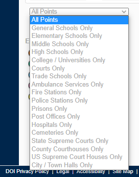 Image of the expanded structure type filter drop down menu.