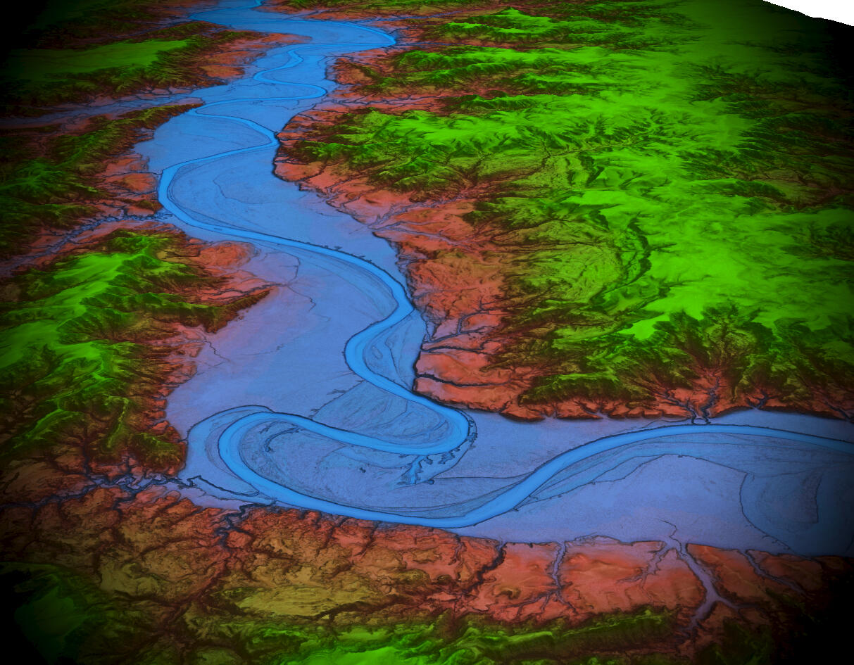 Theodore Roosevelt National Park 3DEP Lidar derived DEM 3D Blue Green