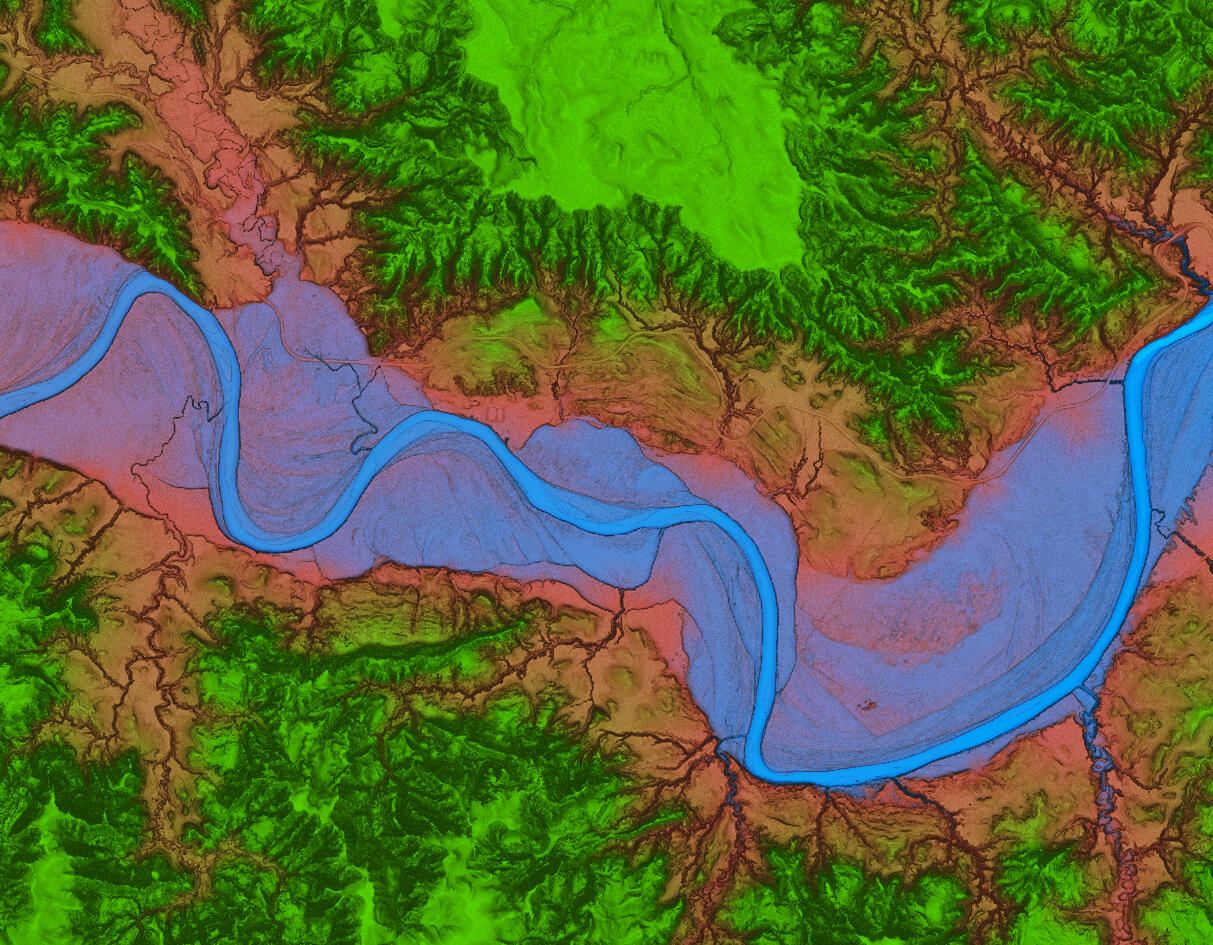 Theodore Roosevelt National Park 3DEP Lidar derived DEM Blue Green