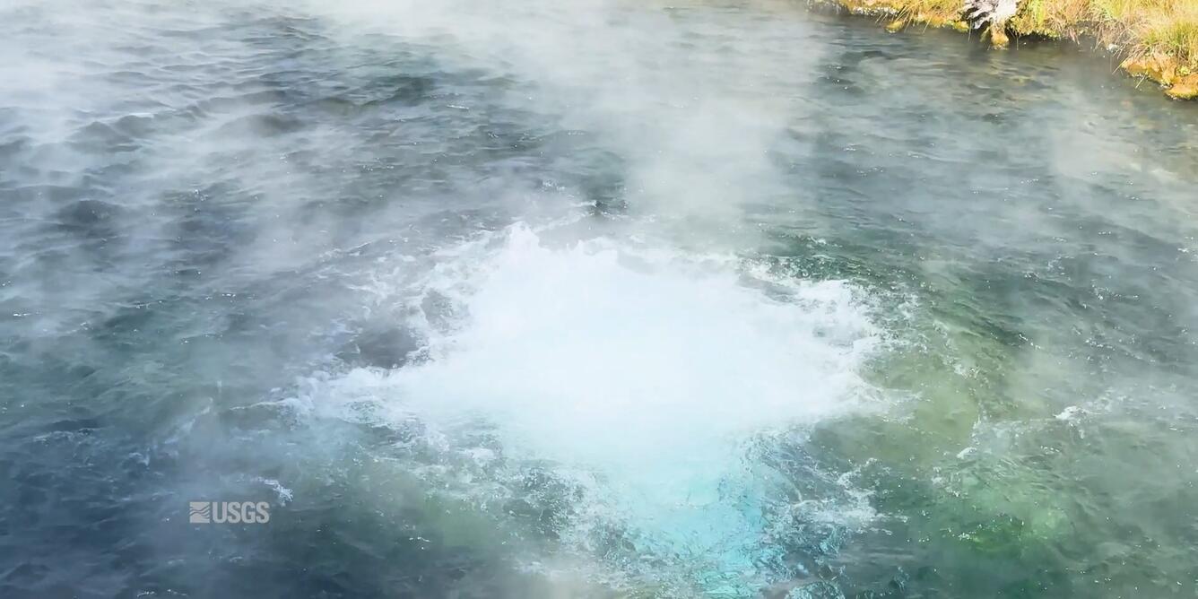 Bubbling water in a small pond