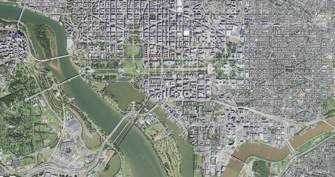 Orthoimagery of Washington D.C., centered on the National Mall