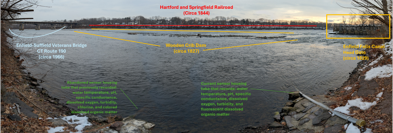 A view of a river with text on it