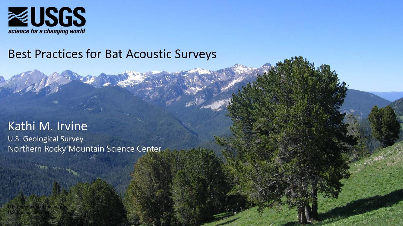 Title slide for the presentation "Best Practices for Bat Acoustic Surveys"