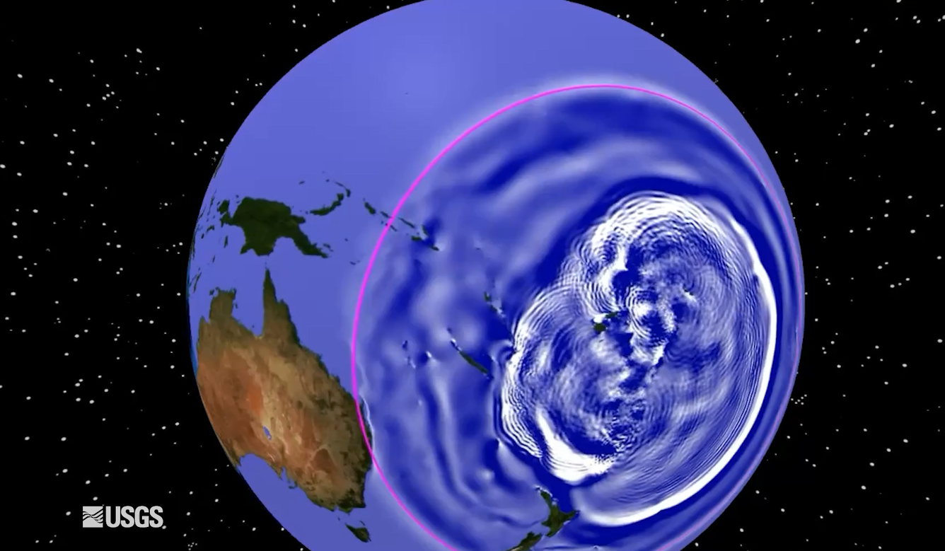 Illustration of Earth with a tsunami wave
