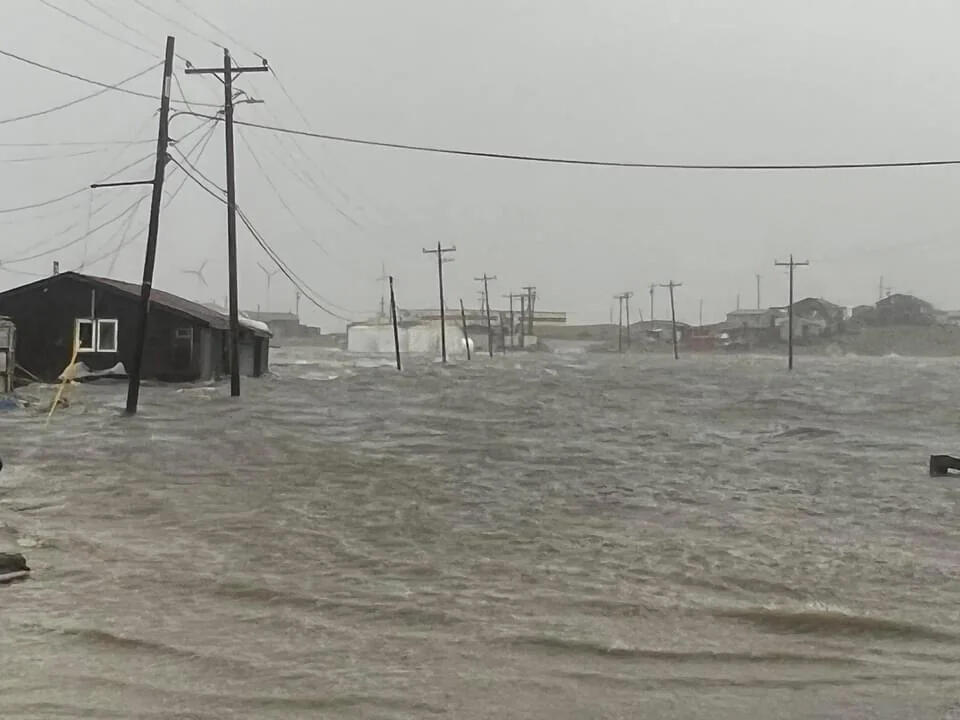 Floodwaters in Nome, Alaska during Typhoon Merbok