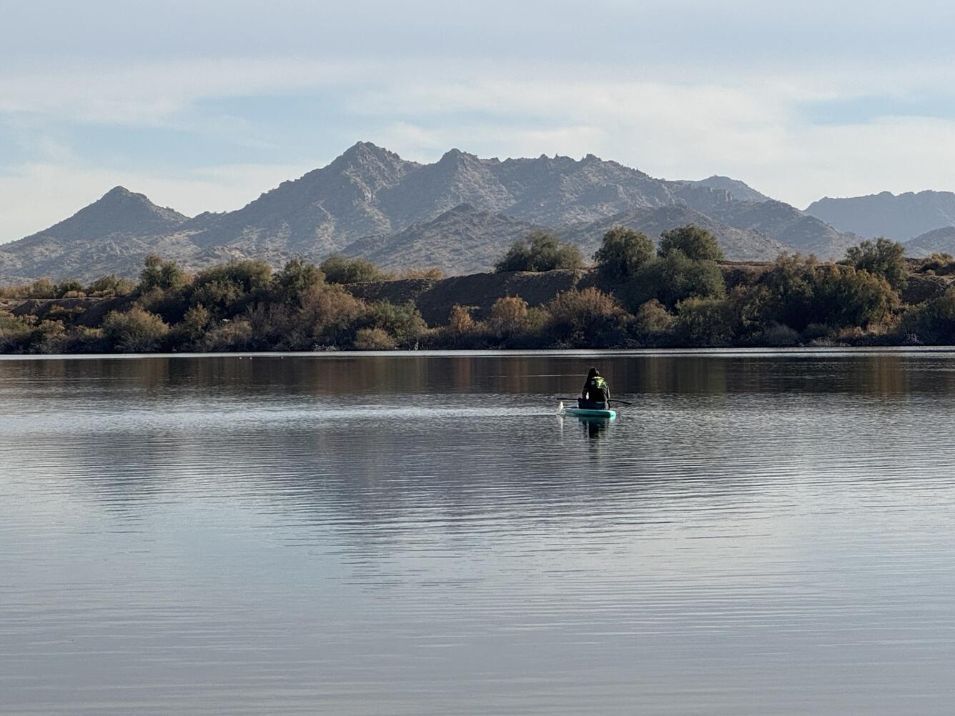 USGS Hydrographer collecting a water-quality sample at Hidden Lake along the Lower Gila River
