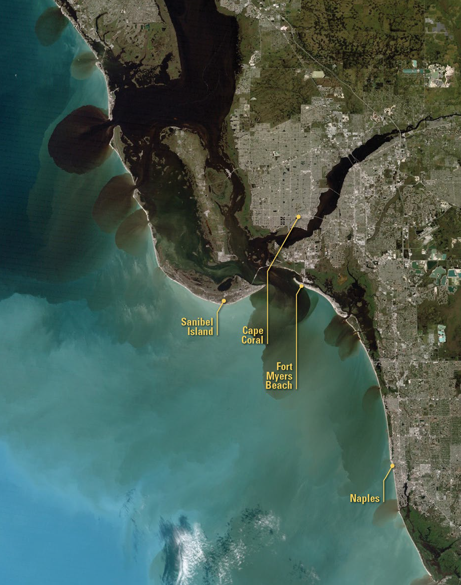 landsat 7 image over Sanibel Island before Hurricane Ian