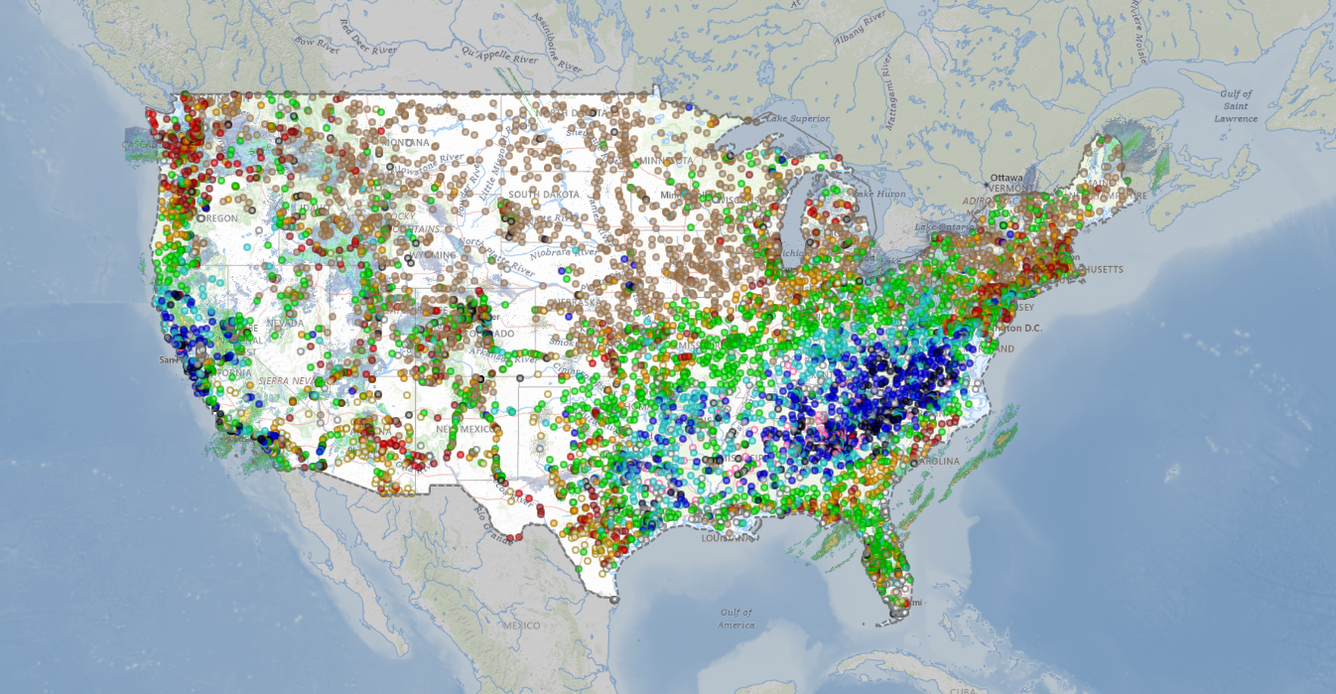 Screenshot of the USGS National Water Dashboard application
