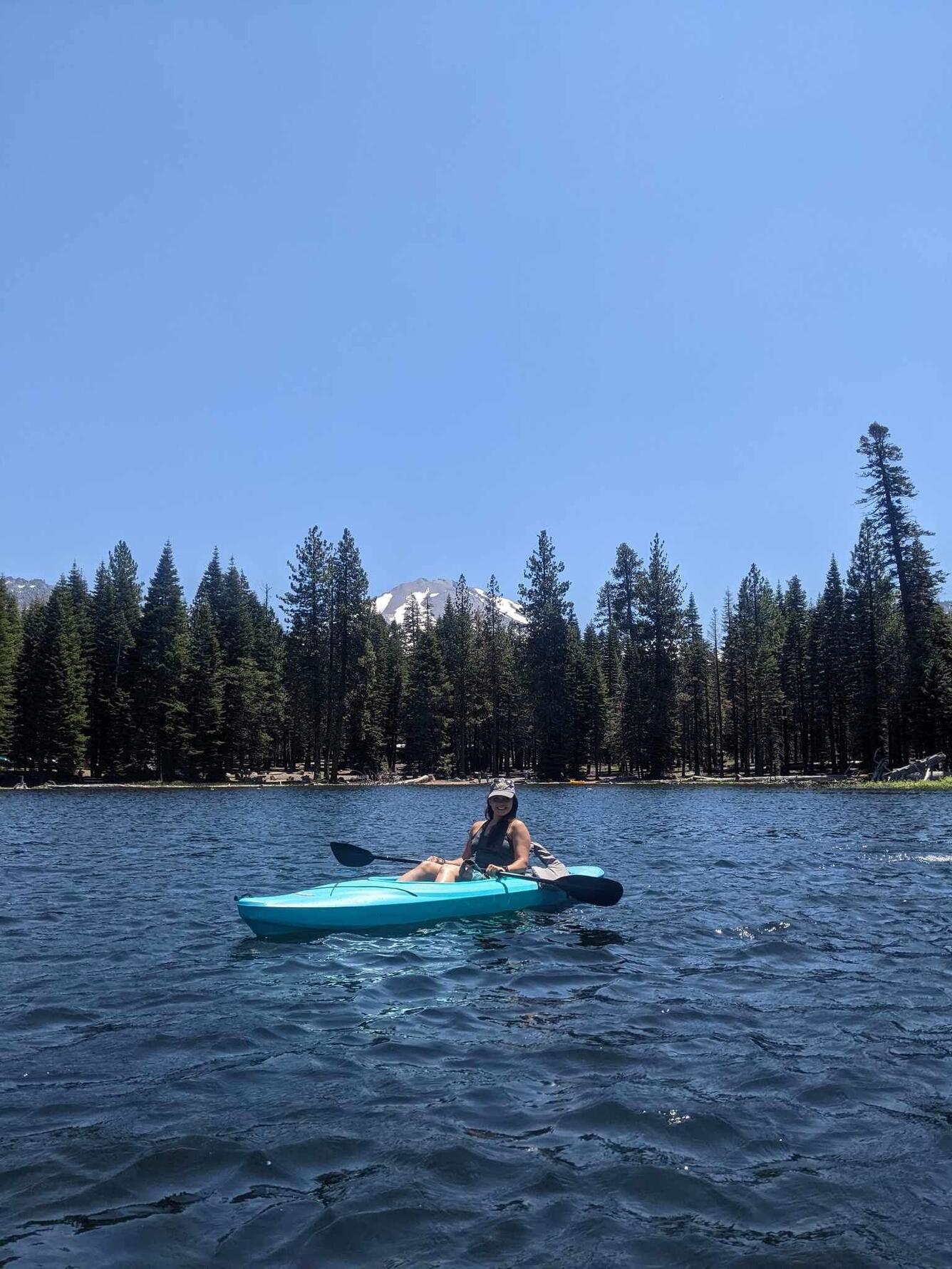 Michaelah in kayak on lake