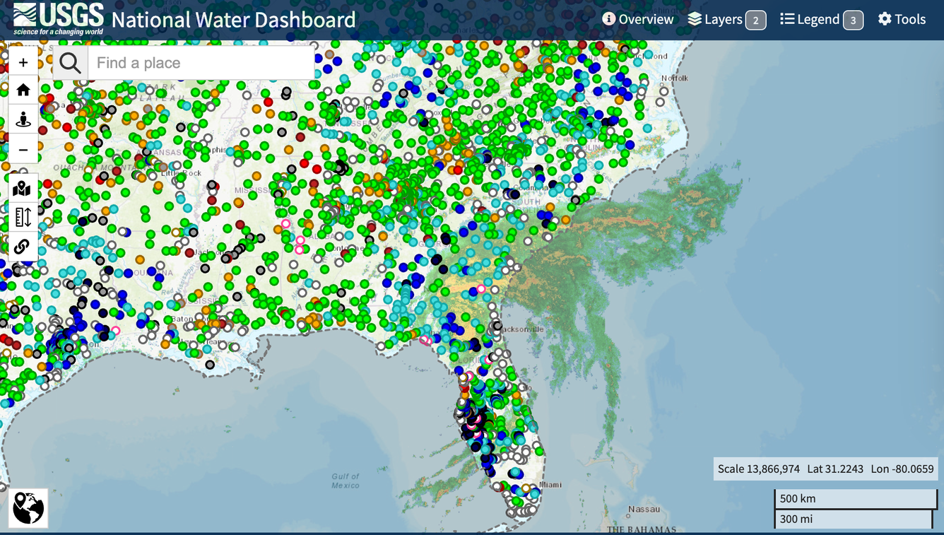 screenshot of the homepage of the national water dashboard