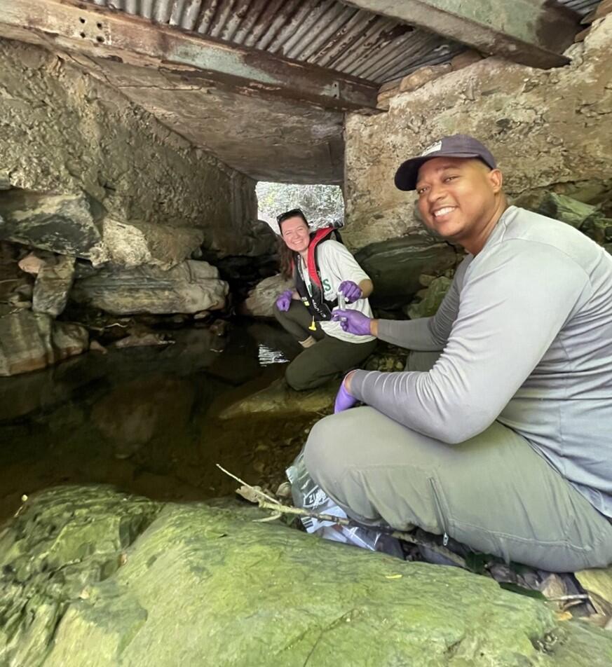 scientists collect water samples in waters of St. Croix, U.S. Virgin Islands