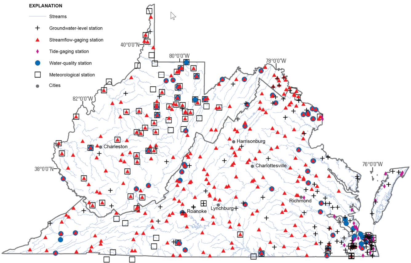Water-Monitoring-Sites Information in Virginia and West Virginia
