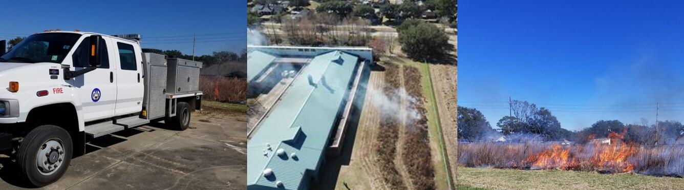 Controlled burn of restored coastal prairie at WARC in Lafayette, LA