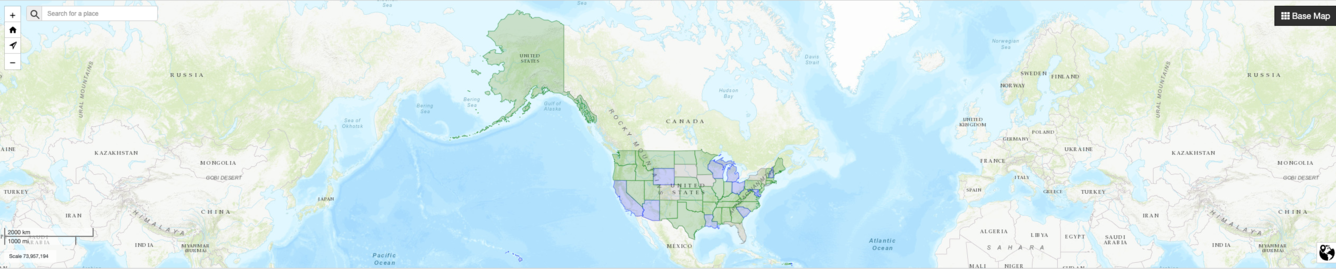 Screenshot of interactive map for selecting projects