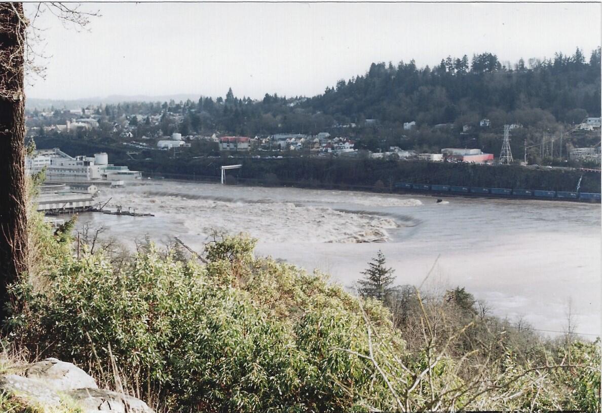 Looking east across the river from West Linn. Oregon City viewable on the other bank.